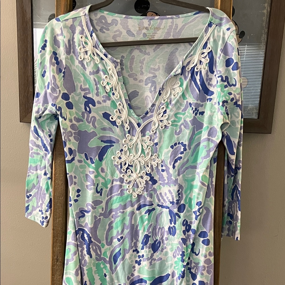 Lilly Pulitzer Pastel Mint and Lavender Printed Top